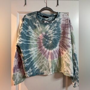 Trixxi Light Blue and Cream Tie-Dye Long Sleeve Top